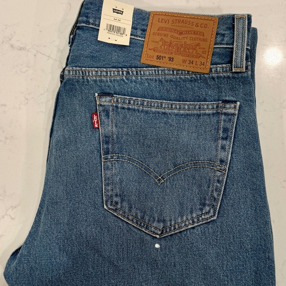 Levi’s 501® ‘93 Straight Jeans – W34 L34 | Distressed Medium Wash | New with Tag - Picture 1 of 6